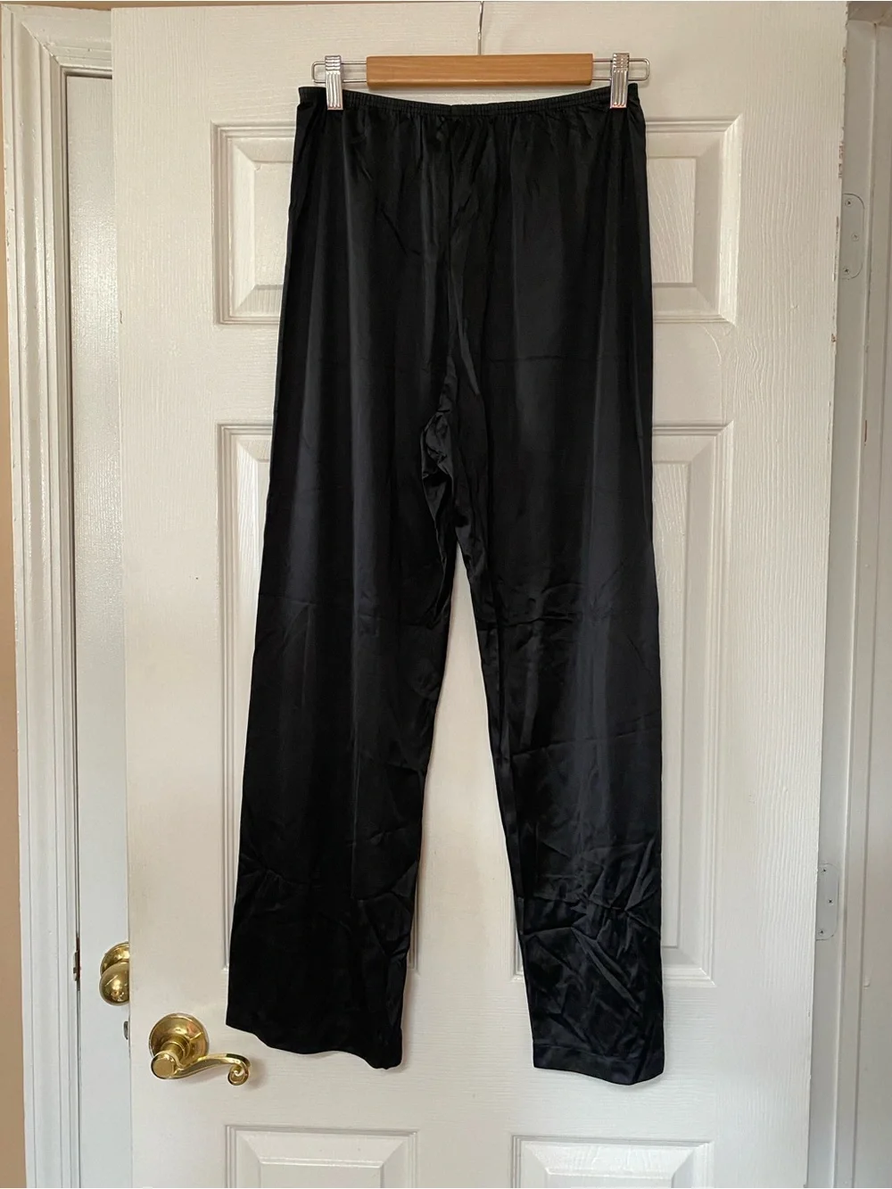 VTG 60’s Asian Mandarin Collar Black Nylon Pajama Set Top Bottom Pants